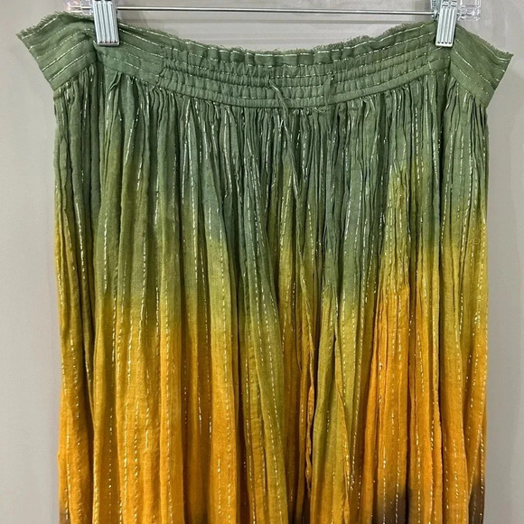 Zara Maxi Skirt Multicolored Metallic Ombré Boho Maxi Skirt 100% Cotton Sz M - Picture 3 of 8
